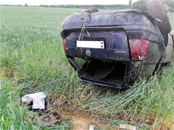 Мать ребенка во время движения решила поднять игрушку - Volkswagen вылетел в кювет Мать ребенка во время движения решила поднять игрушку - Volkswagen вылетел в кювет