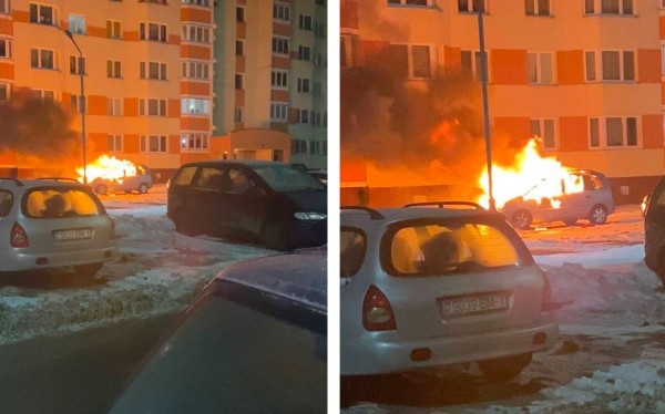 Машина загорелась на парковке в Барановичах