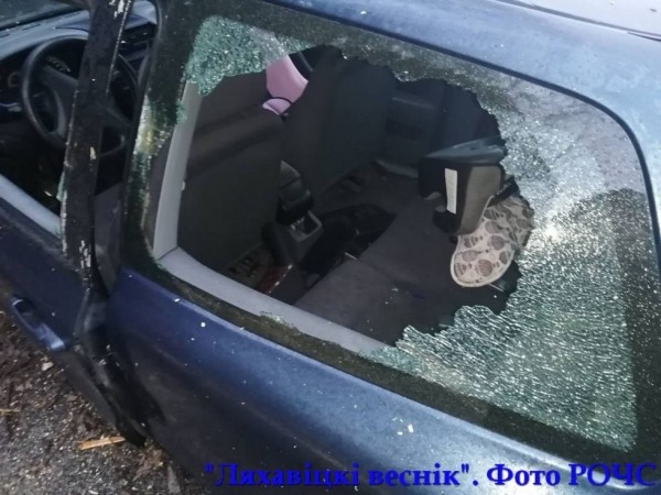 Дерево упало на проезжающий автомобиль под Ляховичами Дерево упало на проезжающий автомобиль под Ляховичами