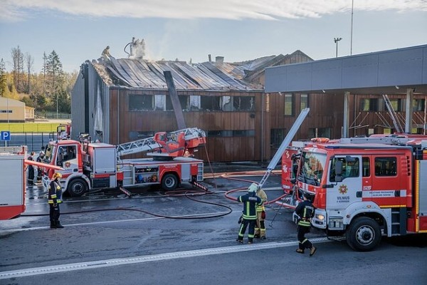 Пожар произошел в ПП «Мядининкай» на литовско-белоруской границе