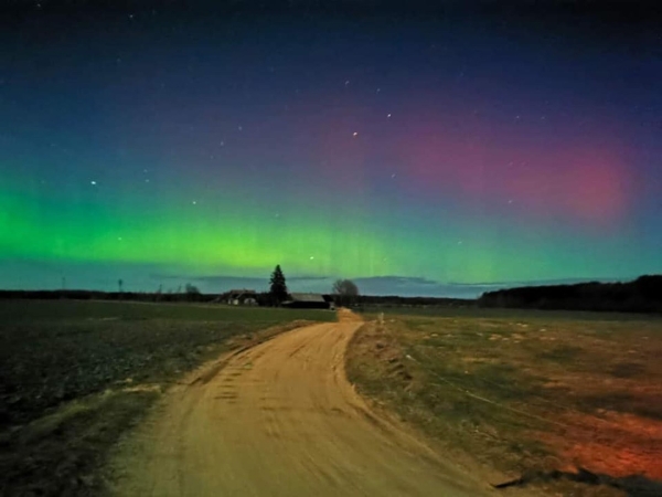Северное сияние подбирается к границе Беларуси Северное сияние подбирается к границе Беларуси